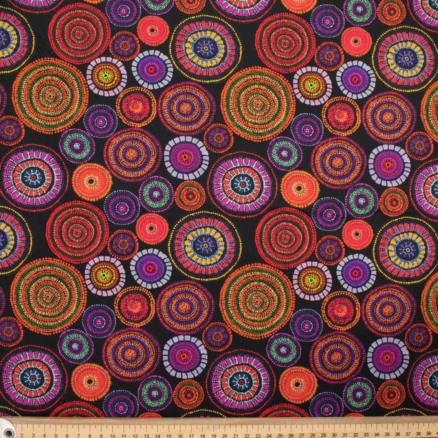 Australian Abstracts Collection Circle Dream Blacks Cotton Prints