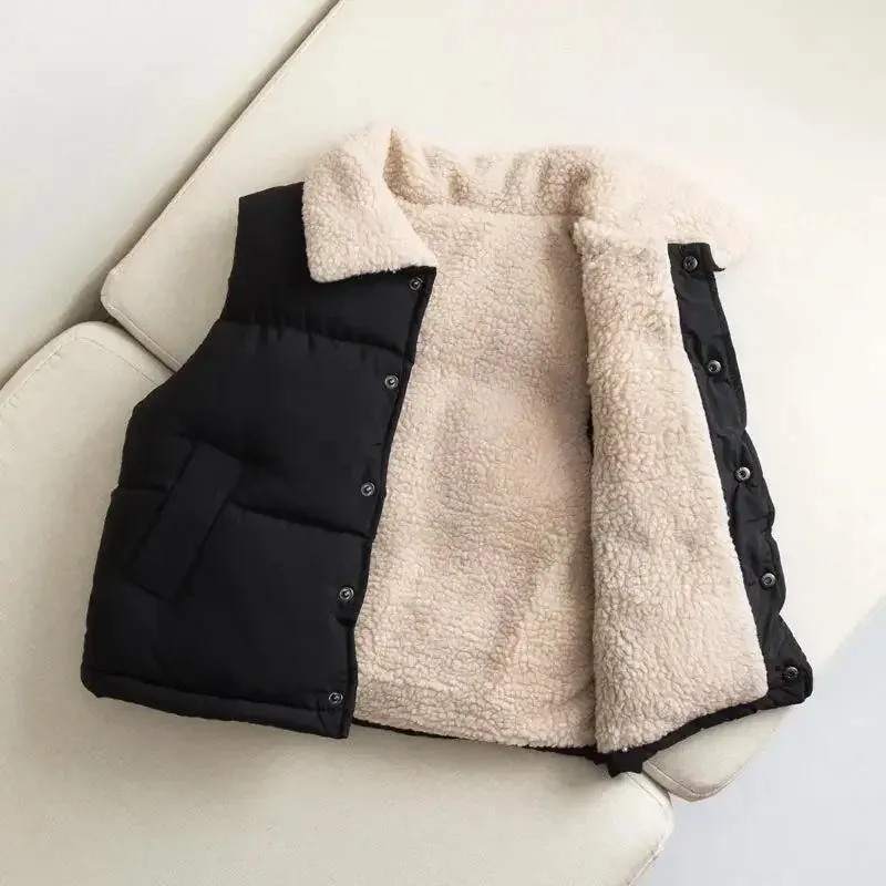 Autumn Winter New Boys Girls Sleeveless Hooded Vest Jacket Cartoon Print Coat Kids Warm Vest Outwear Clothes