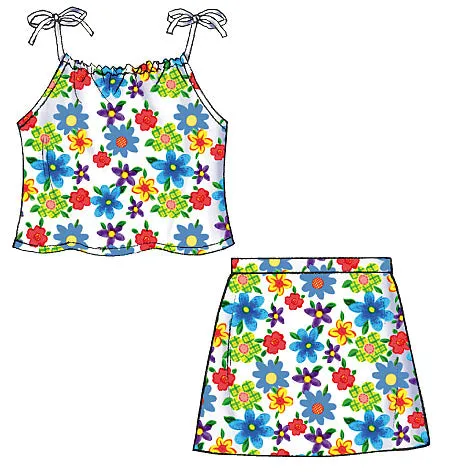 B4503 Children's/Girls' Top, Skort and Shorts