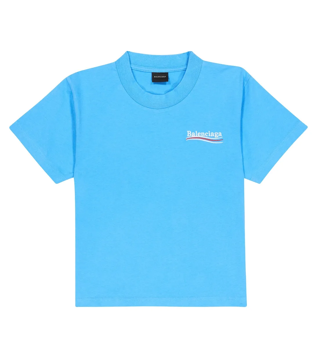 Balenciaga Kids Cotton Blend Logo T-Shirt, Blue