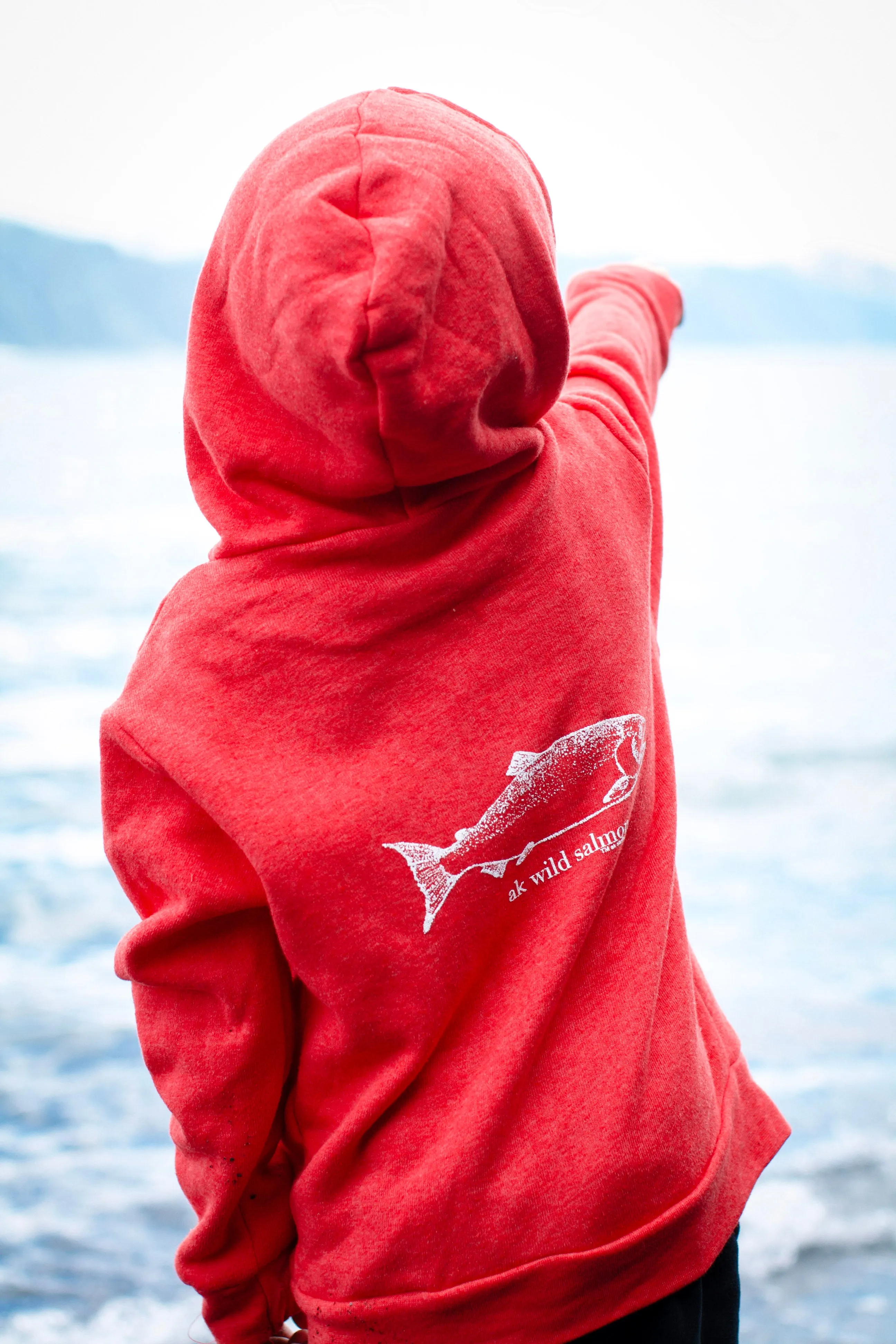 Beach Red AK Wild Salmon Children's Zipped Hoody $49.00