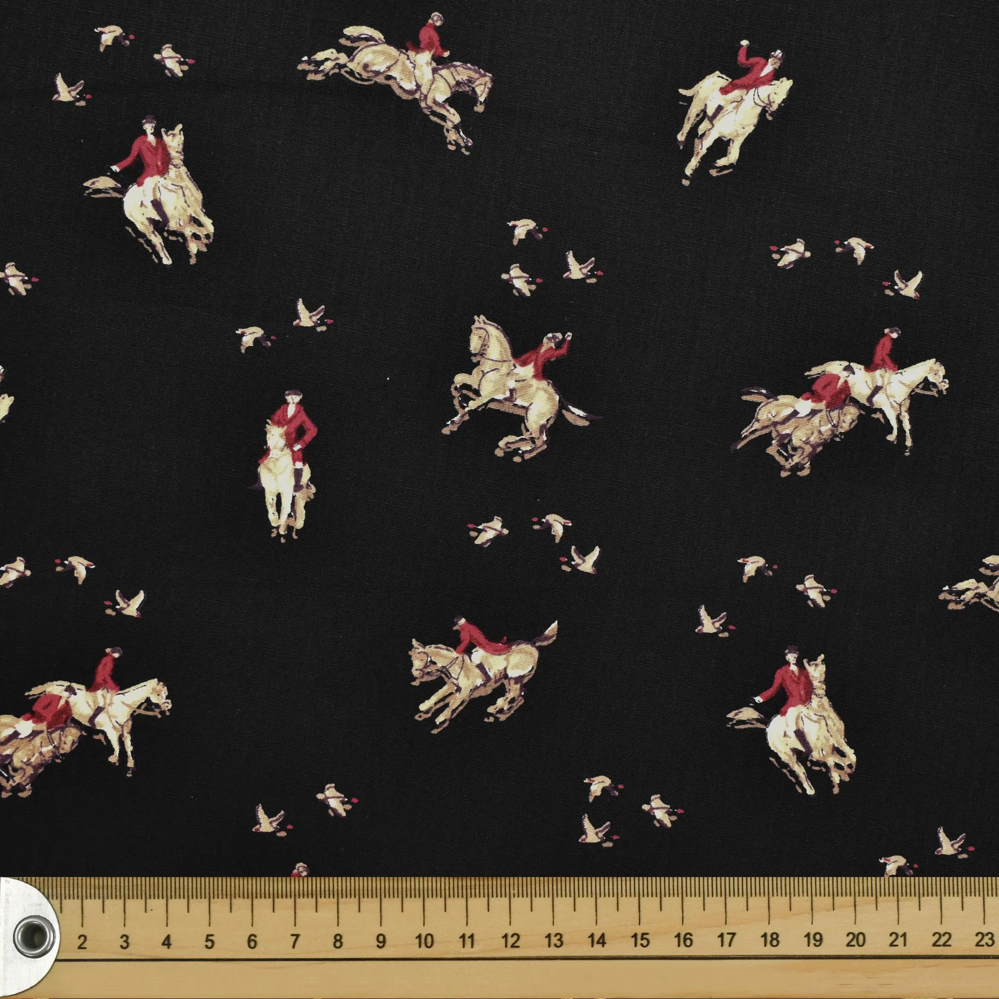 Black Equestrian Cotton Print