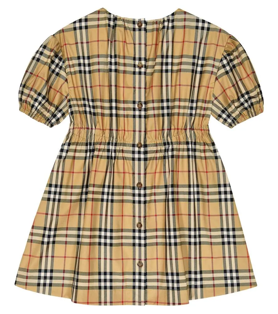 Burberry Check Cotton Blend Dress Multicolor