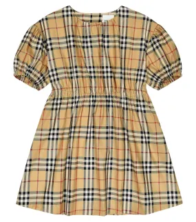 Burberry Check Cotton Blend Dress Multicolor