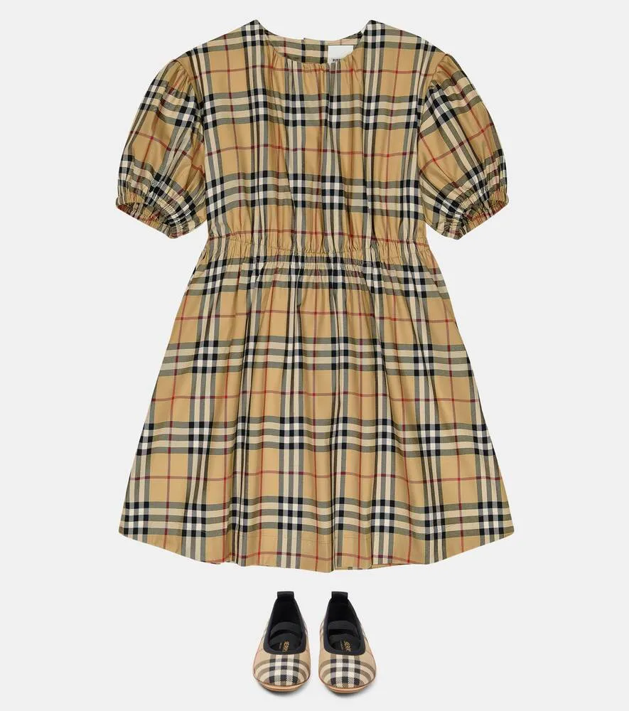 Burberry Check Cotton Blend Dress Multicolor