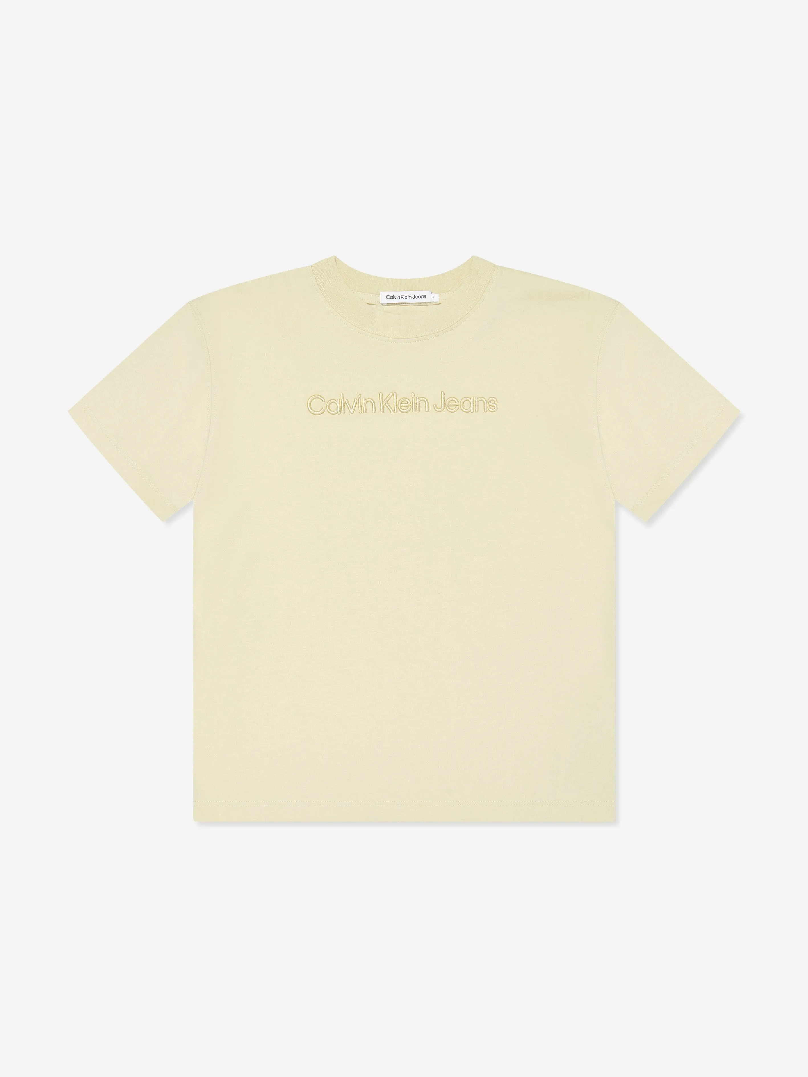 Calvin Klein Boys 3D Raised Embroidered T-Shirt in Beige