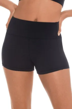 Child Microfiber Flat Band Shorts - Black