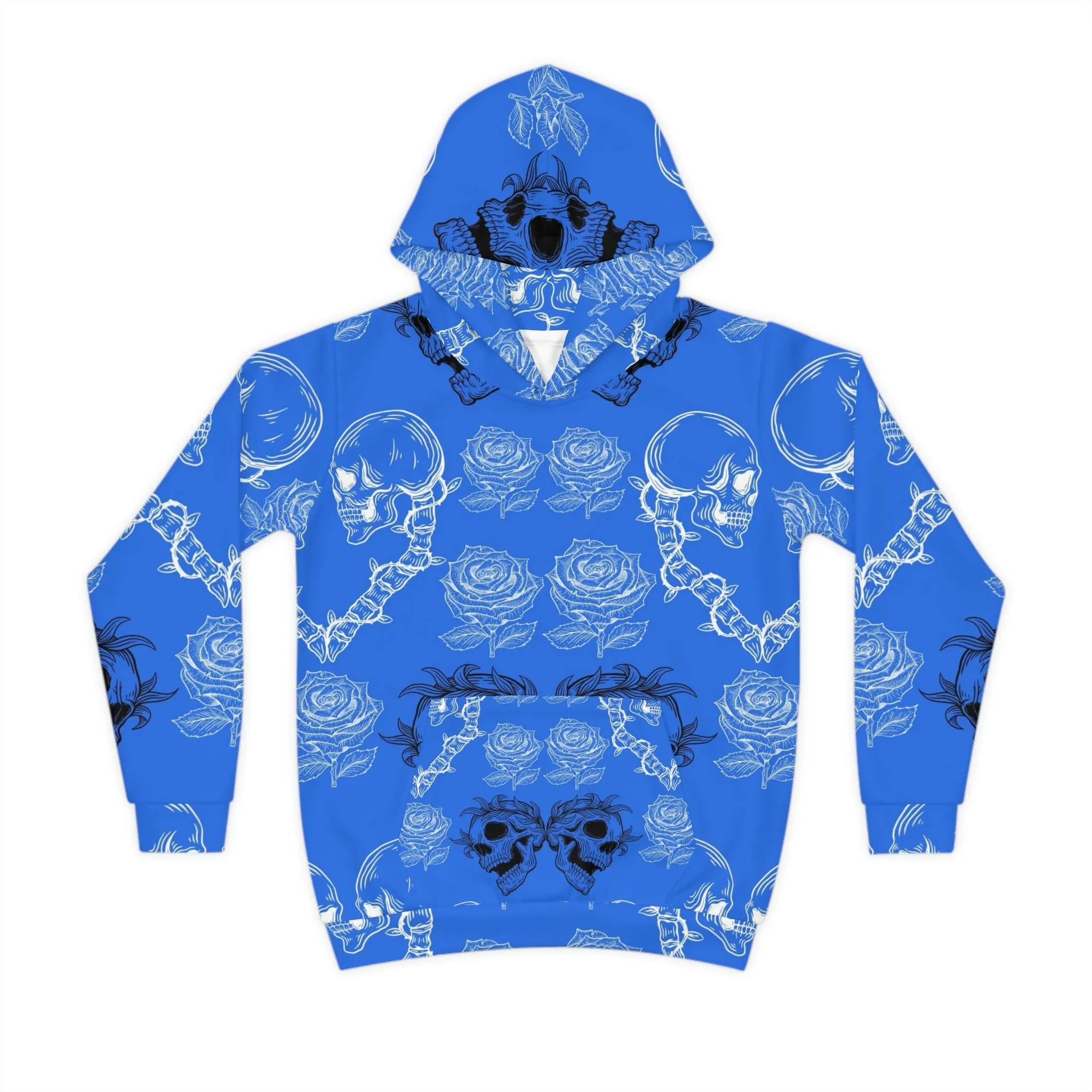 Children's Blue Skulls Front Pocket Hoodie