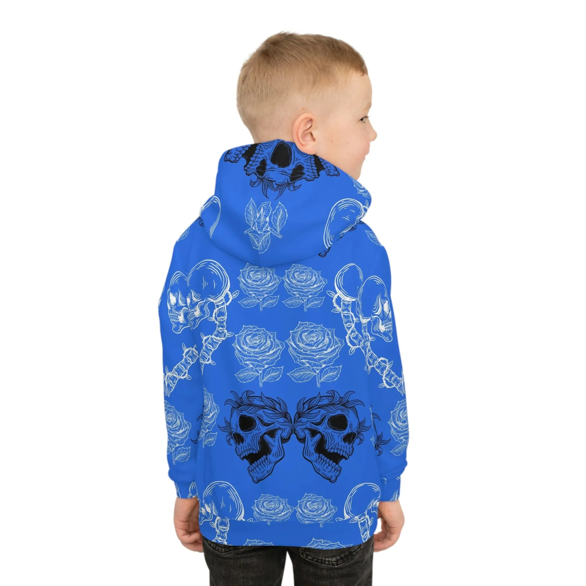 Children's Blue Skulls Front Pocket Hoodie