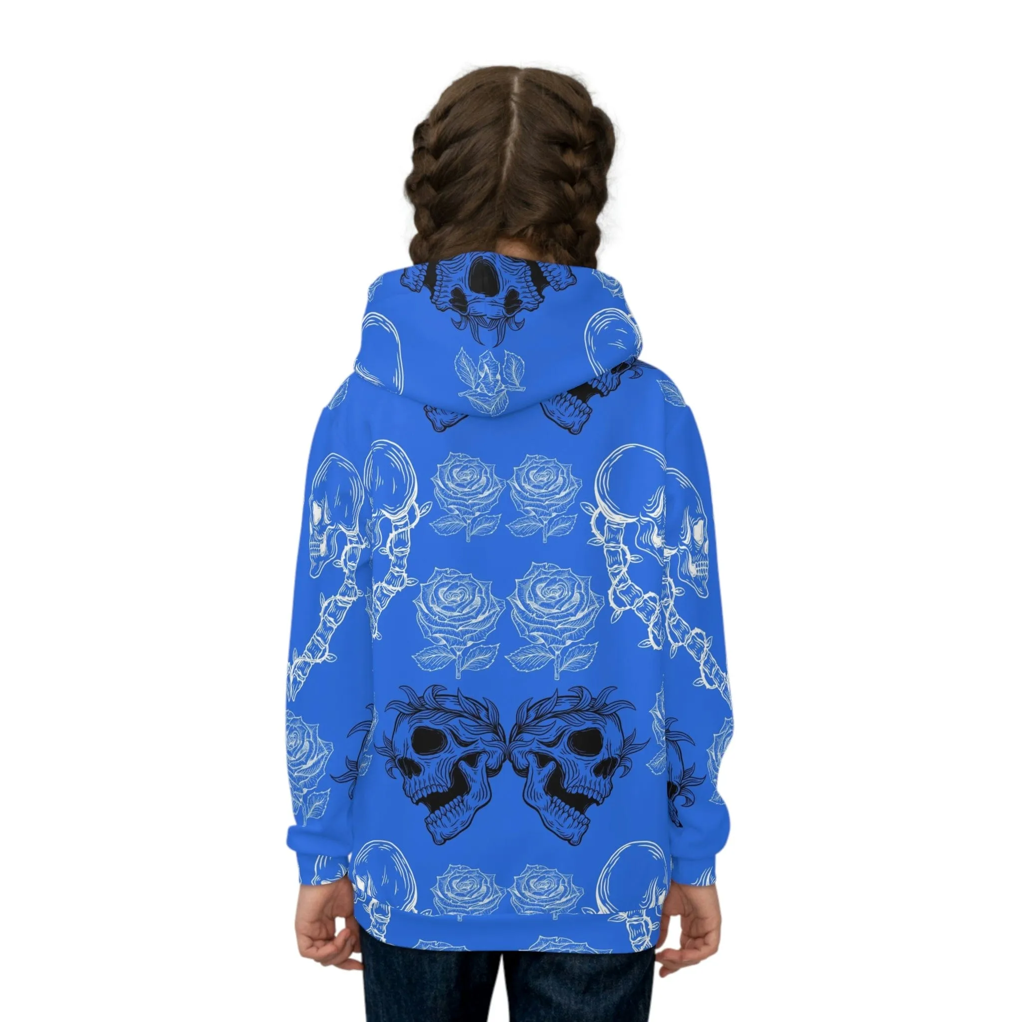 Children's Blue Skulls Front Pocket Hoodie