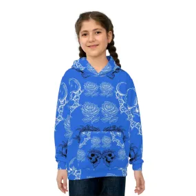 Children's Blue Skulls Front Pocket Hoodie