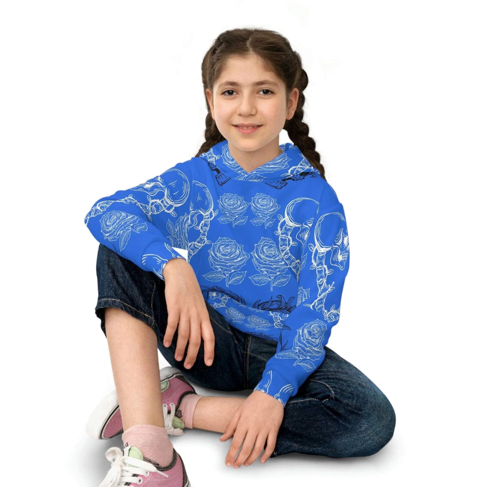 Children's Blue Skulls Front Pocket Hoodie