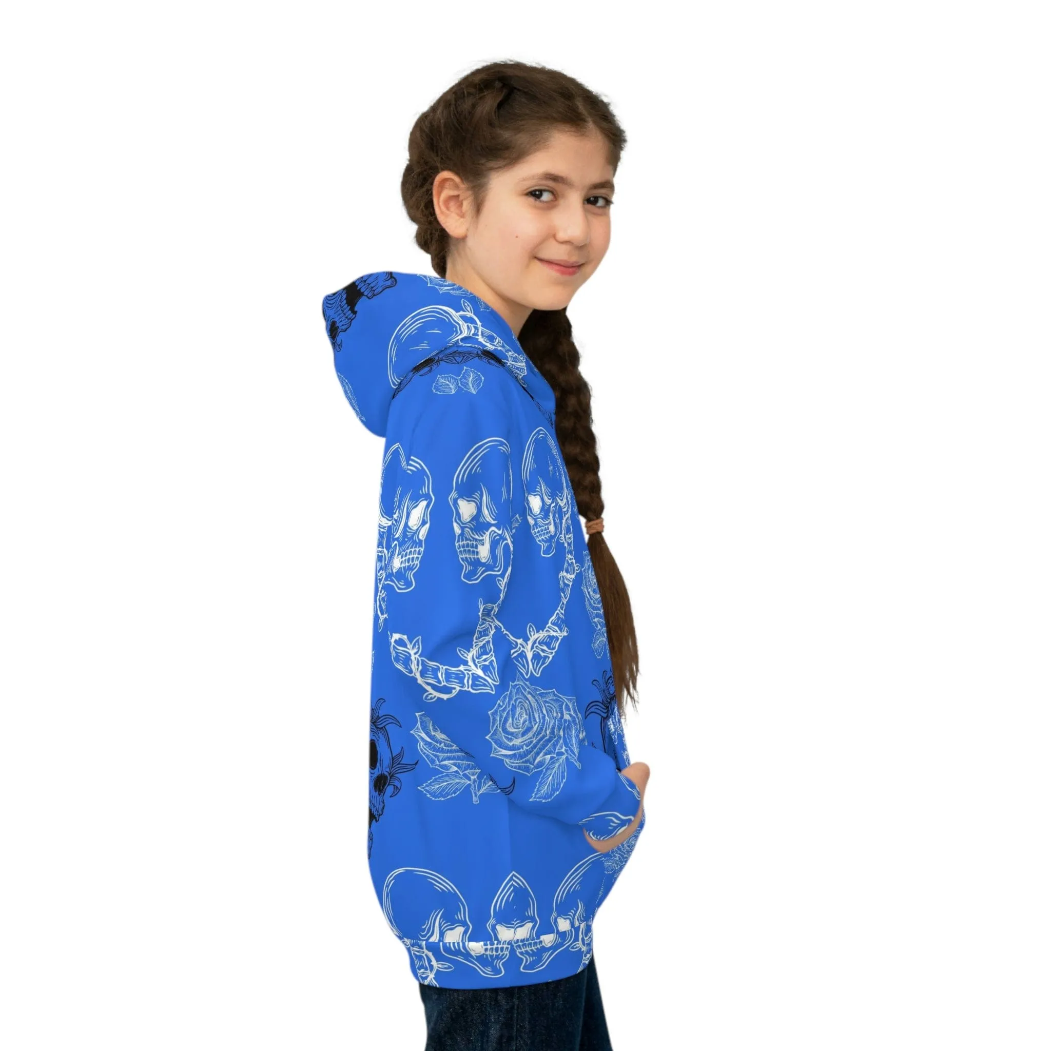 Children's Blue Skulls Front Pocket Hoodie