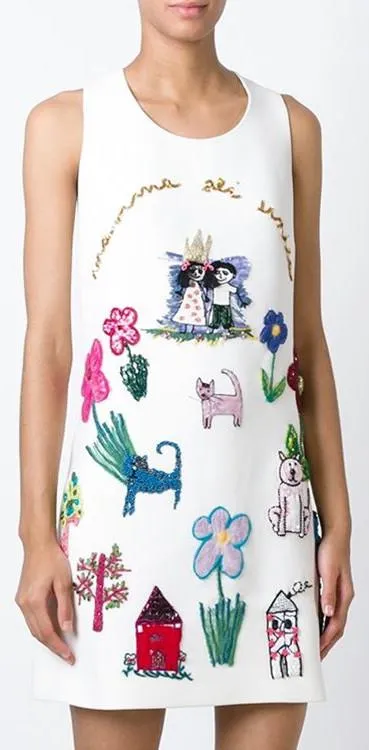 Children's Drawing Embroidered Dress