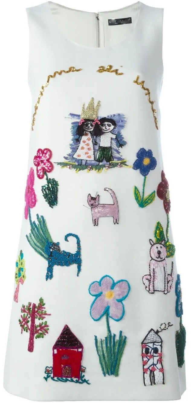 Children's Drawing Embroidered Dress