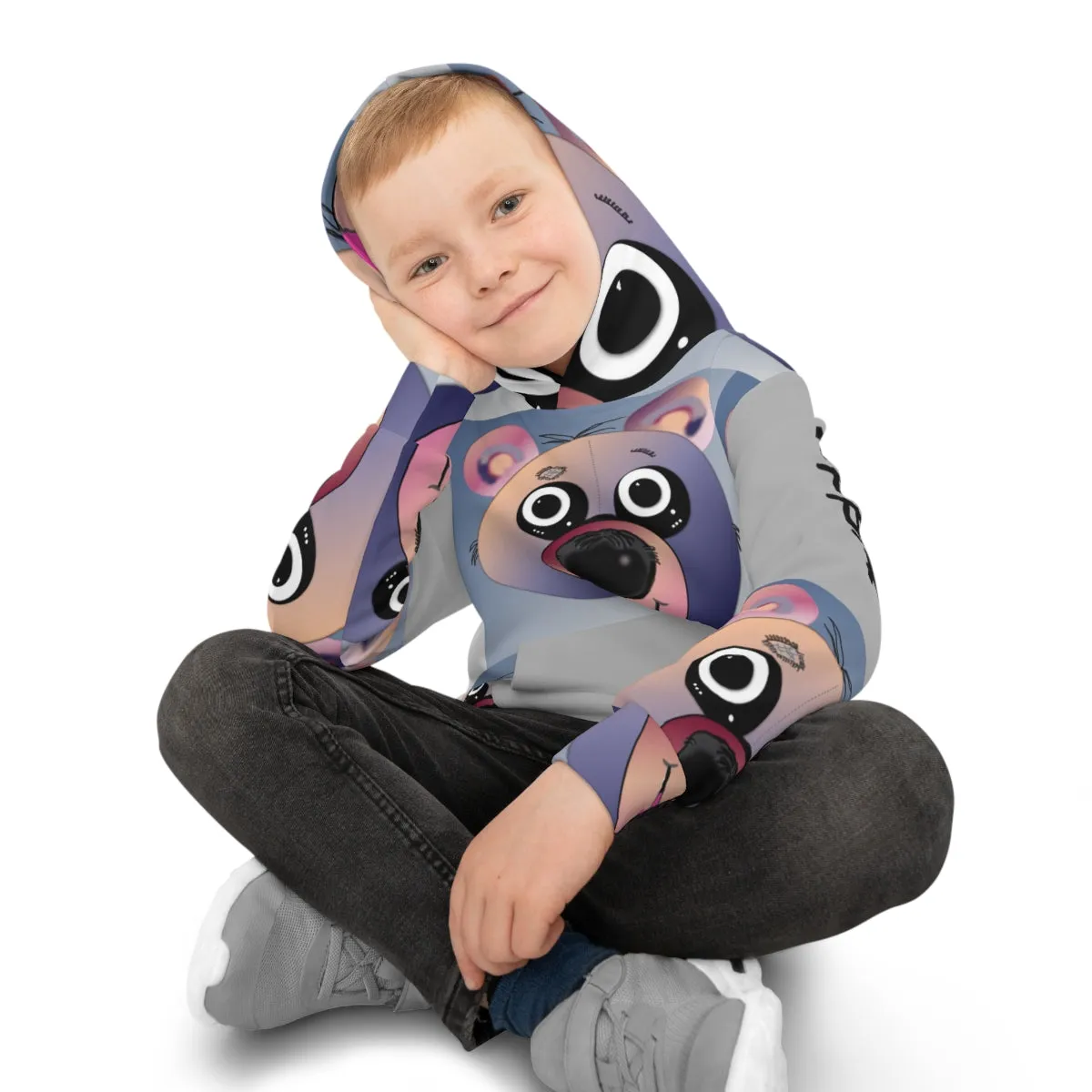 Children's Hoodie CHEEKY TEDDY ON GREY