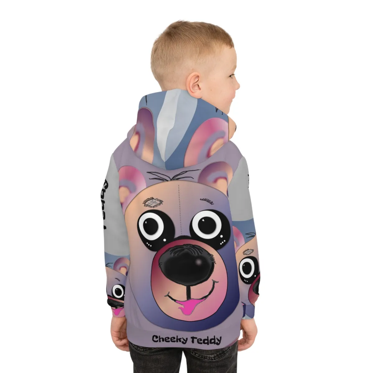 Children's Hoodie CHEEKY TEDDY ON GREY