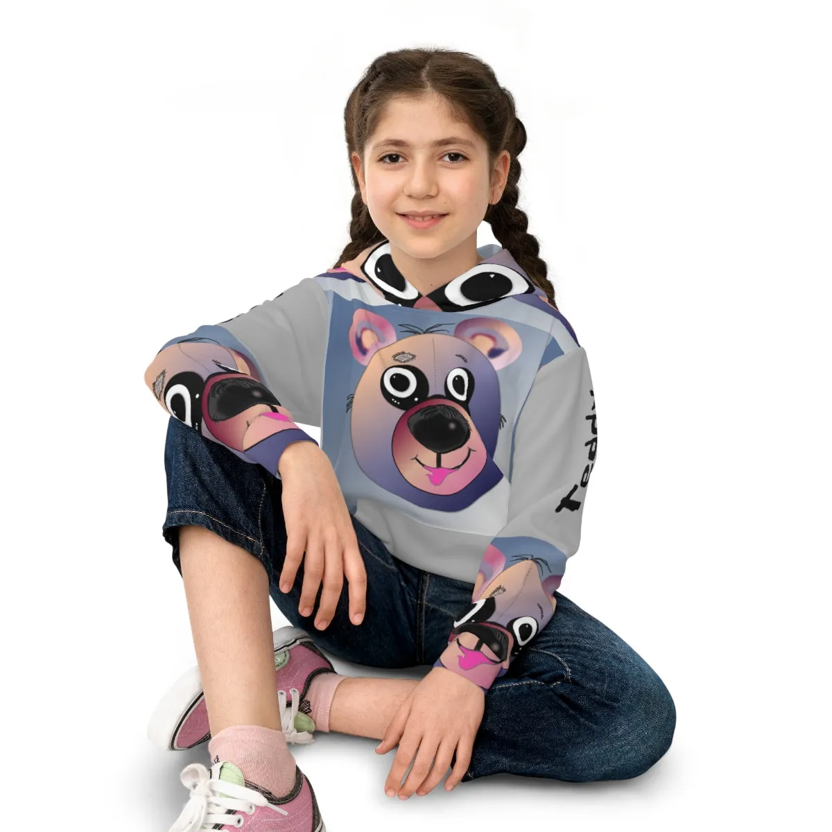 Children's Hoodie CHEEKY TEDDY ON GREY