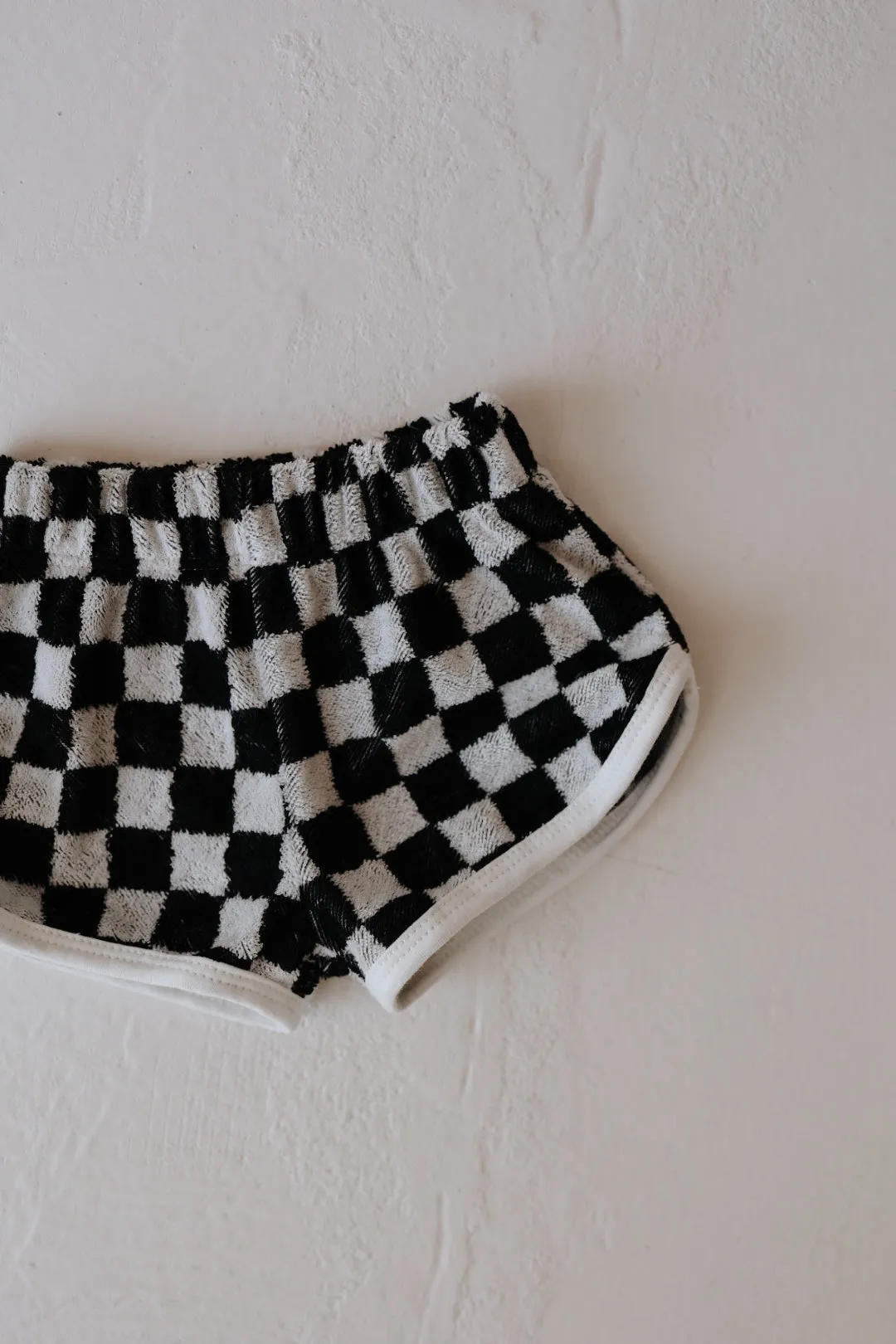 Children's Terry Cloth Shorts | Black and White Checker