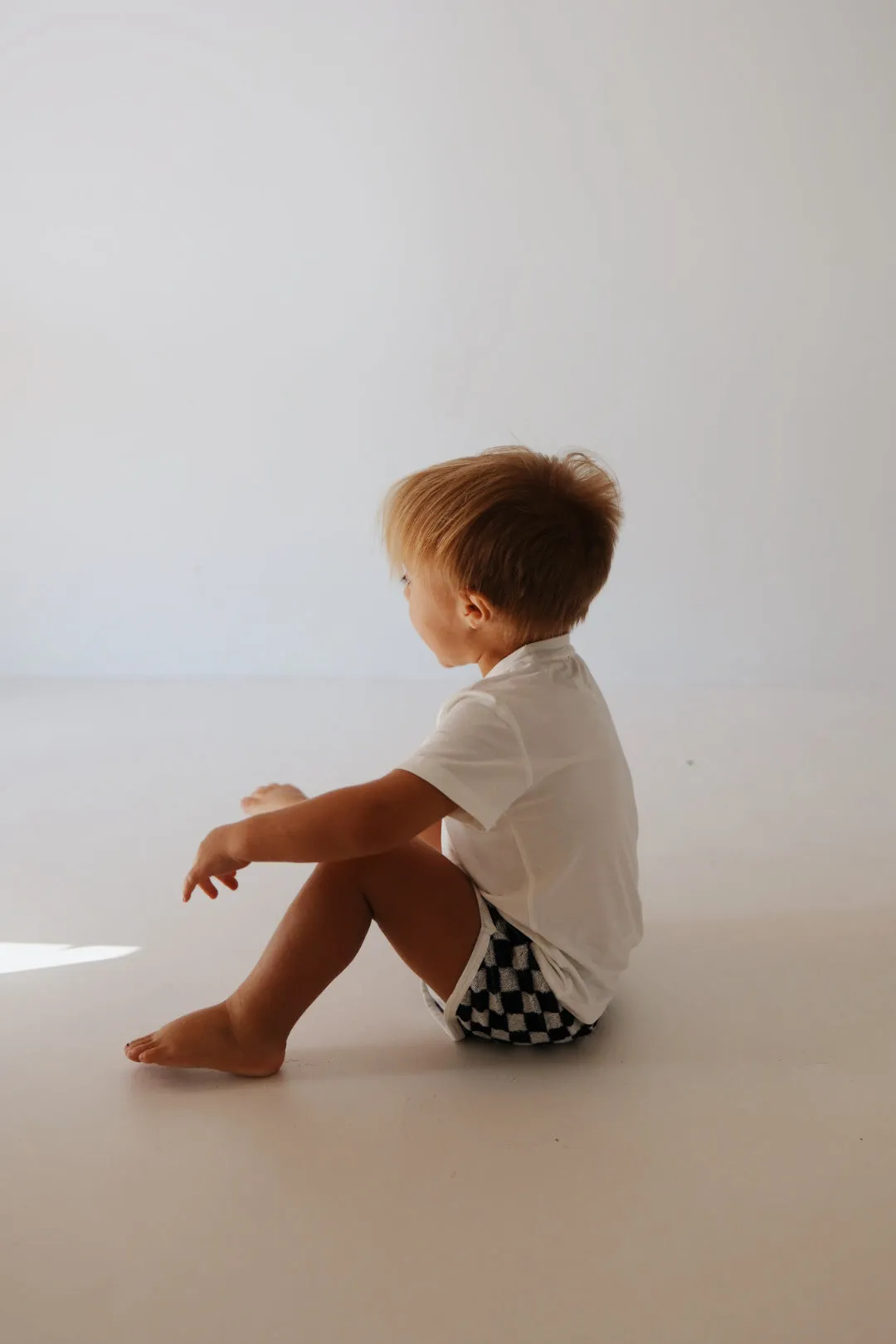 Children's Terry Cloth Shorts | Black and White Checker