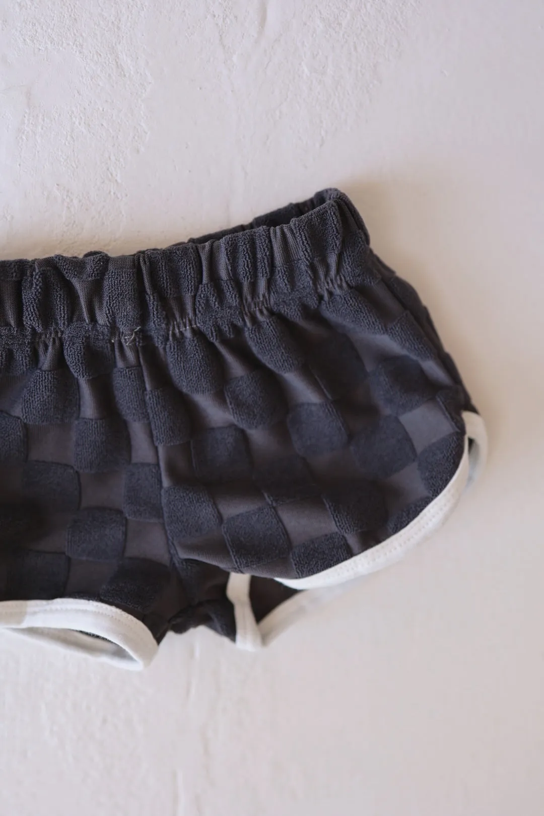 Children's Terry Cloth Shorts | Charcoal Checkerboard