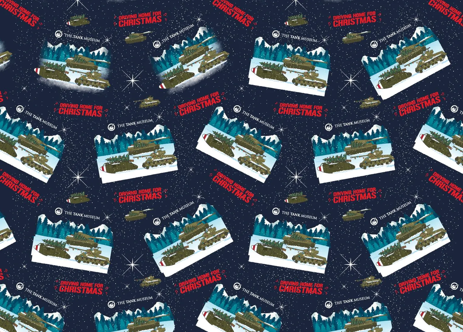 Christmas Tank Museum Wrapping Paper - Two sheet pack