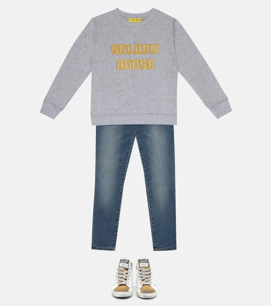 Cotton jersey sweatshirt with Golden Goose logo, gray