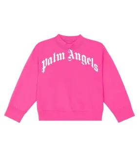 Cotton jersey sweatshirt with Palm Angels Kids logo, pink