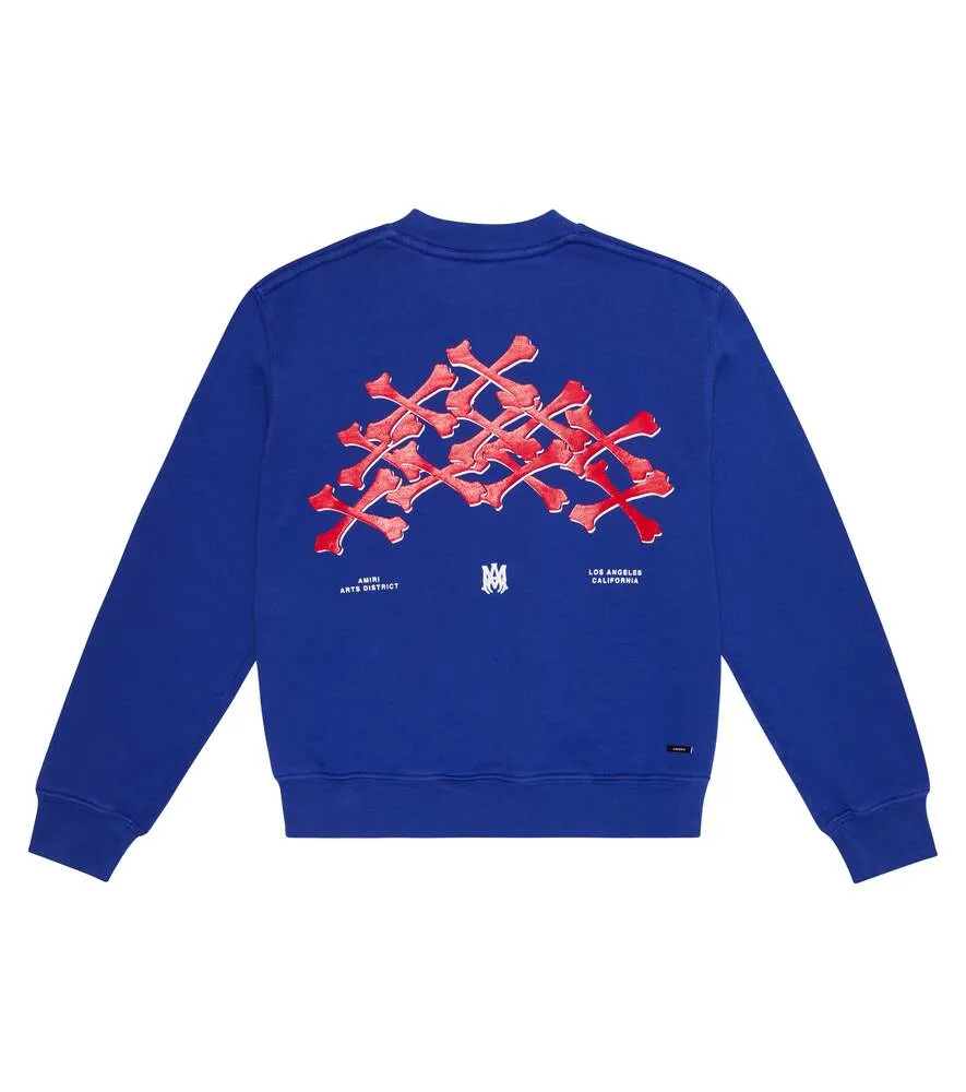 Cotton sweatshirt with Amiri print, blue