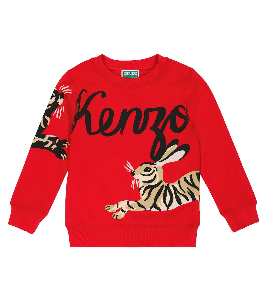 Cotton sweatshirt with Kenzo print, red