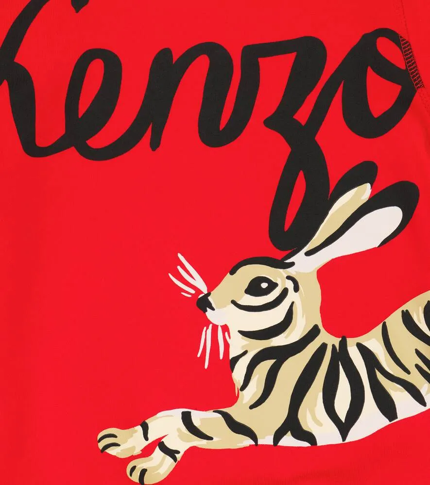 Cotton sweatshirt with Kenzo print, red