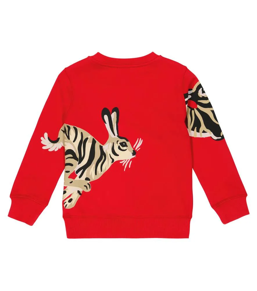 Cotton sweatshirt with Kenzo print, red