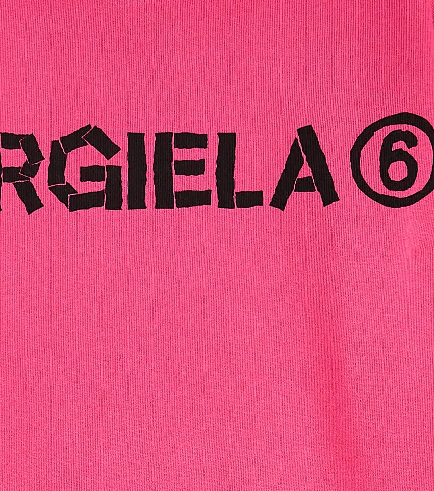 Cotton sweatshirt with MM6 Maison Margiela logo, pink