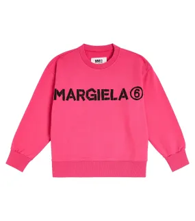 Cotton sweatshirt with MM6 Maison Margiela logo, pink