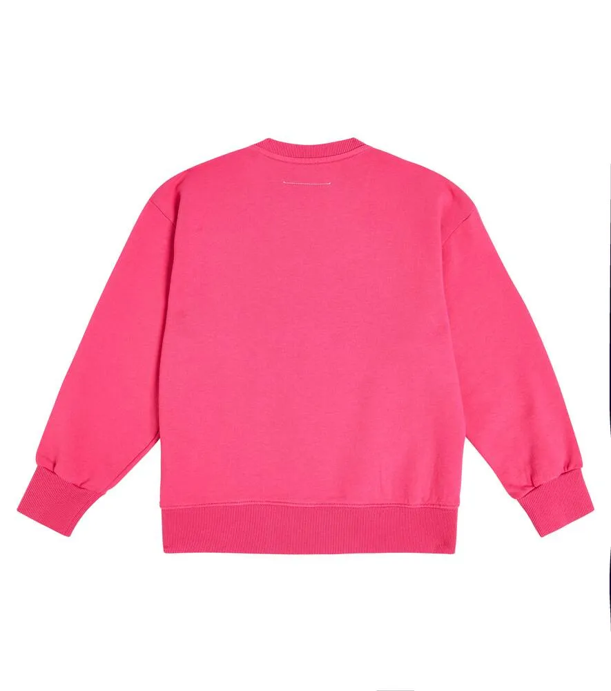 Cotton sweatshirt with MM6 Maison Margiela logo, pink