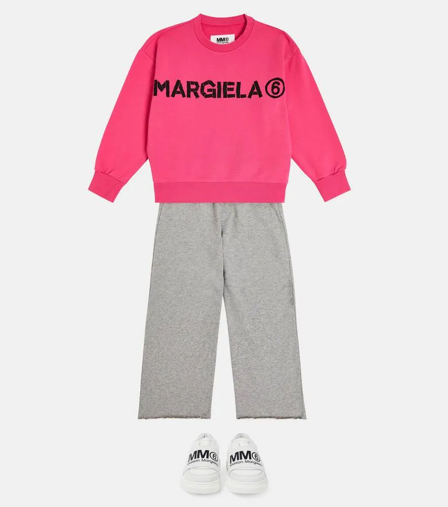 Cotton sweatshirt with MM6 Maison Margiela logo, pink