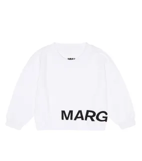 Cotton sweatshirt with MM6 Maison Margiela logo, white