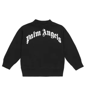 Cotton sweatshirt with Palm Angels logo, black