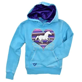 Cowgirl Hardware Children's Serape Heart Turquoise Hoodie 471299-390