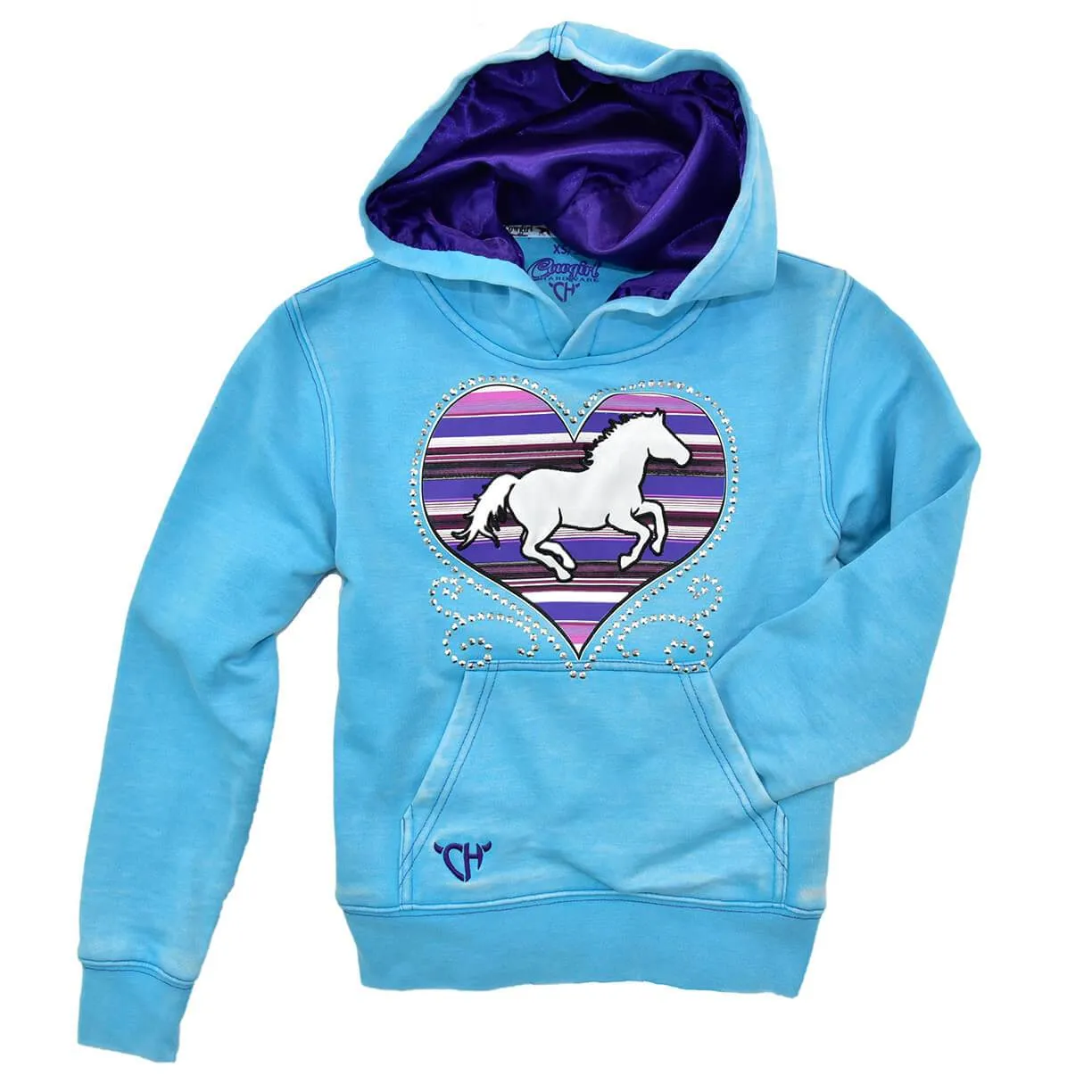 Cowgirl Hardware Children's Serape Heart Turquoise Hoodie 471299-390