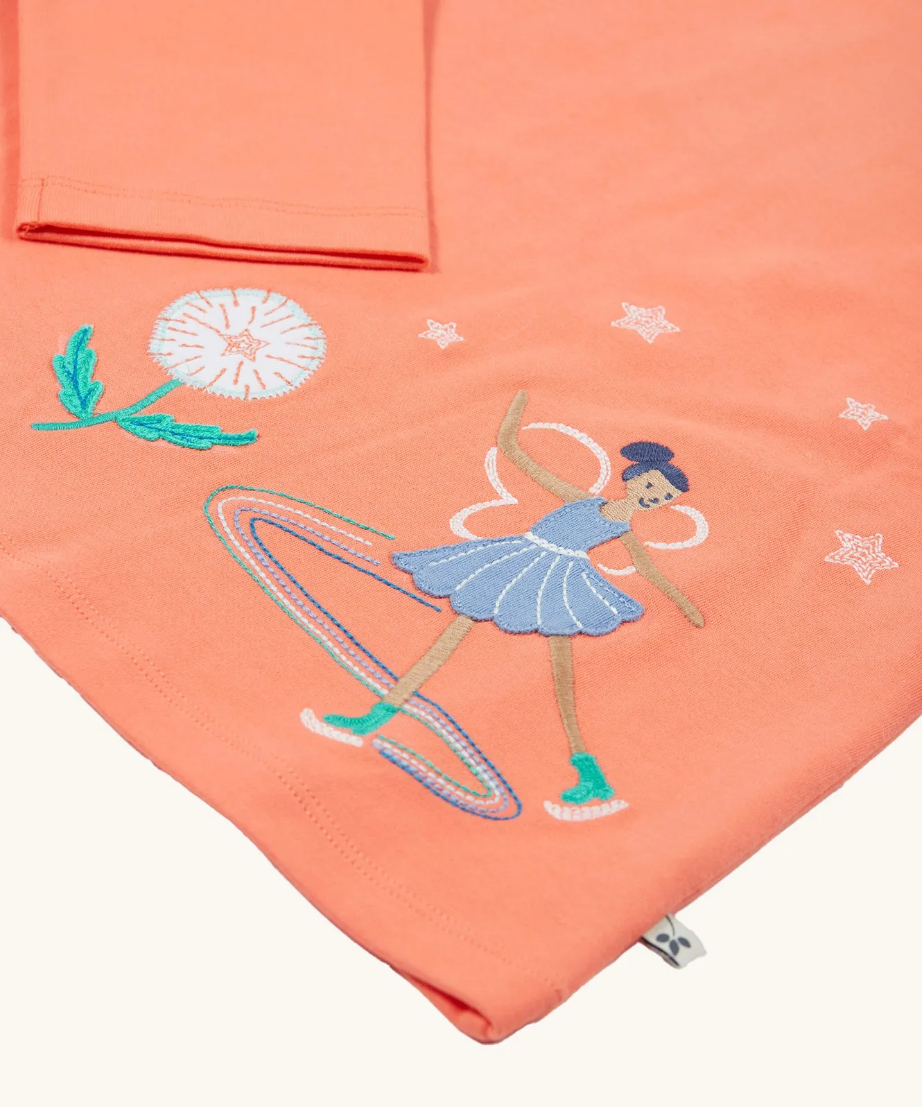 Frugi Anna Applique Top - Cantaloupe/Fairy