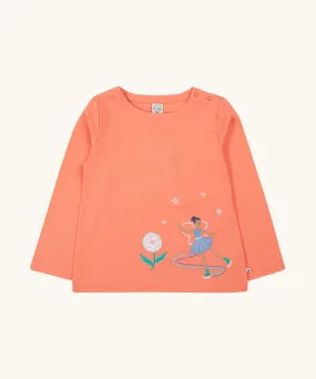 Frugi Anna Applique Top - Cantaloupe/Fairy