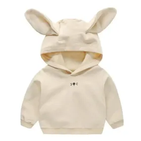 Girls Hoodie T shirt Korean Rabbit Ears Spring Kids Tops Children's Versatile Long Sleeve T-shirt Autumn Toddler Boys Thin Tops