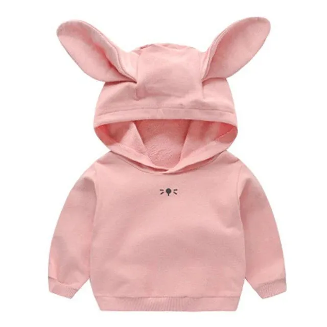 Girls Hoodie T shirt Korean Rabbit Ears Spring Kids Tops Children's Versatile Long Sleeve T-shirt Autumn Toddler Boys Thin Tops