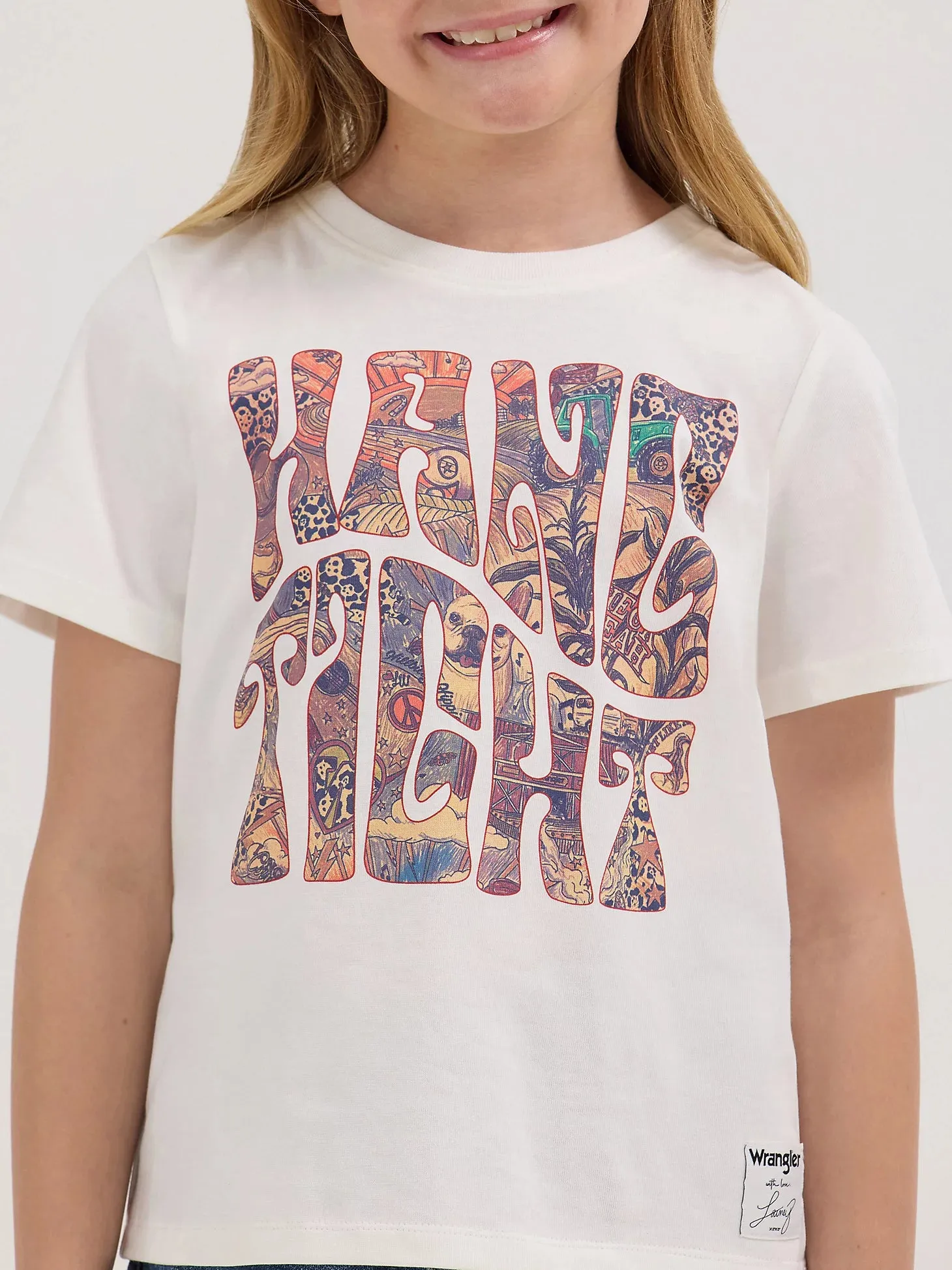 Girl's Wrangler x Lainey Wilson Hang Tight Tee in White