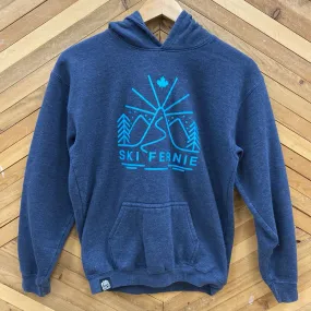 Giv' Er Shirt Works - Kids' Ski Fernie Hoodie -: Blue/Dark Grey-children-LG Y