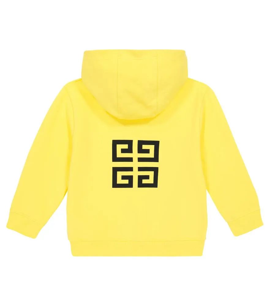 Givenchy Kids Logo Cotton Blend Hoodie, Yellow