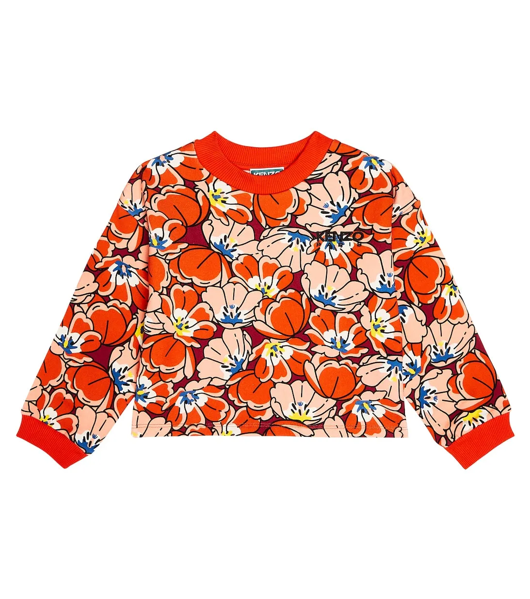 Kenzo cotton sweatshirt with floral print, multicolor