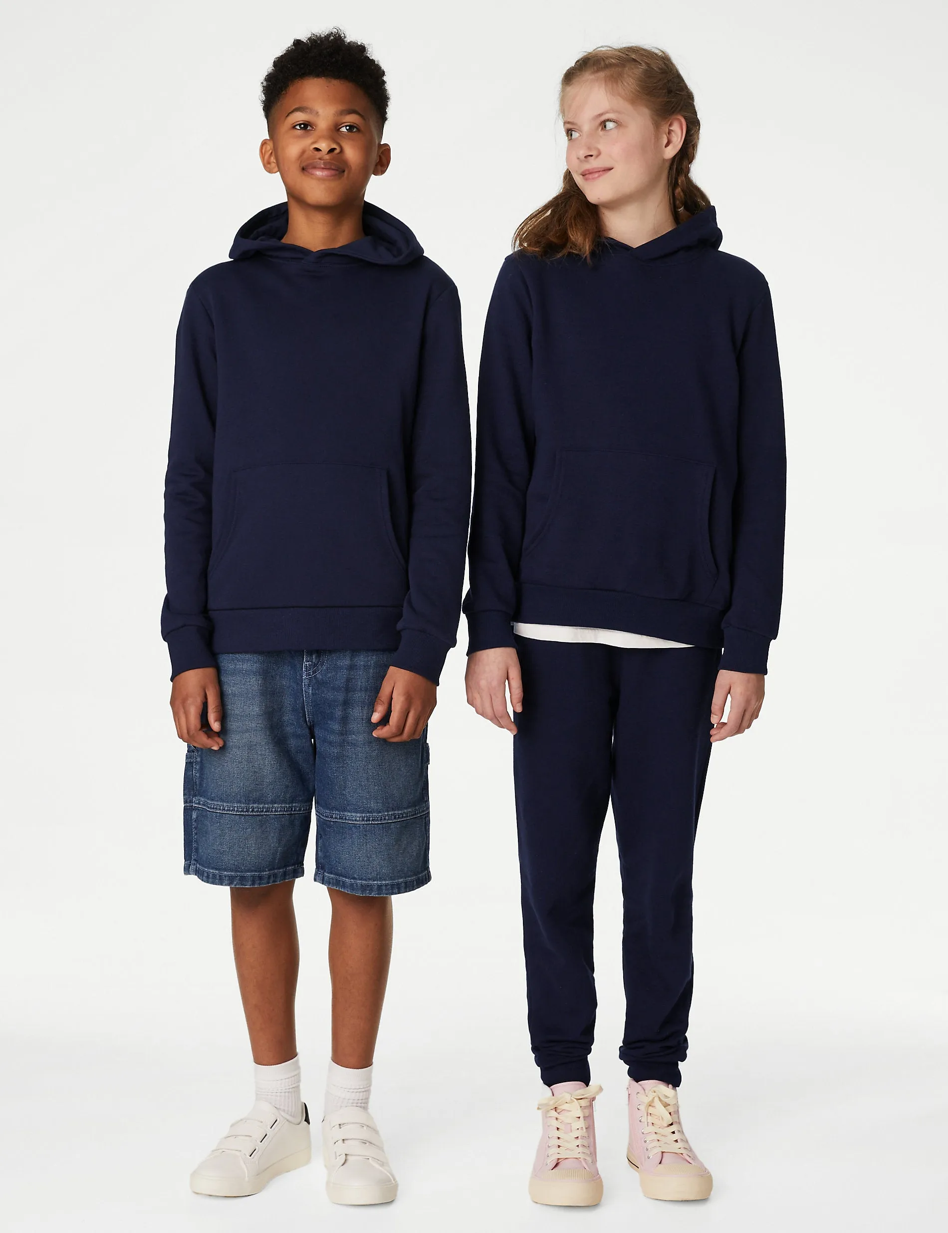 Marks & Spencer Unisex Cotton Hoodie (6-16yrs) Navy