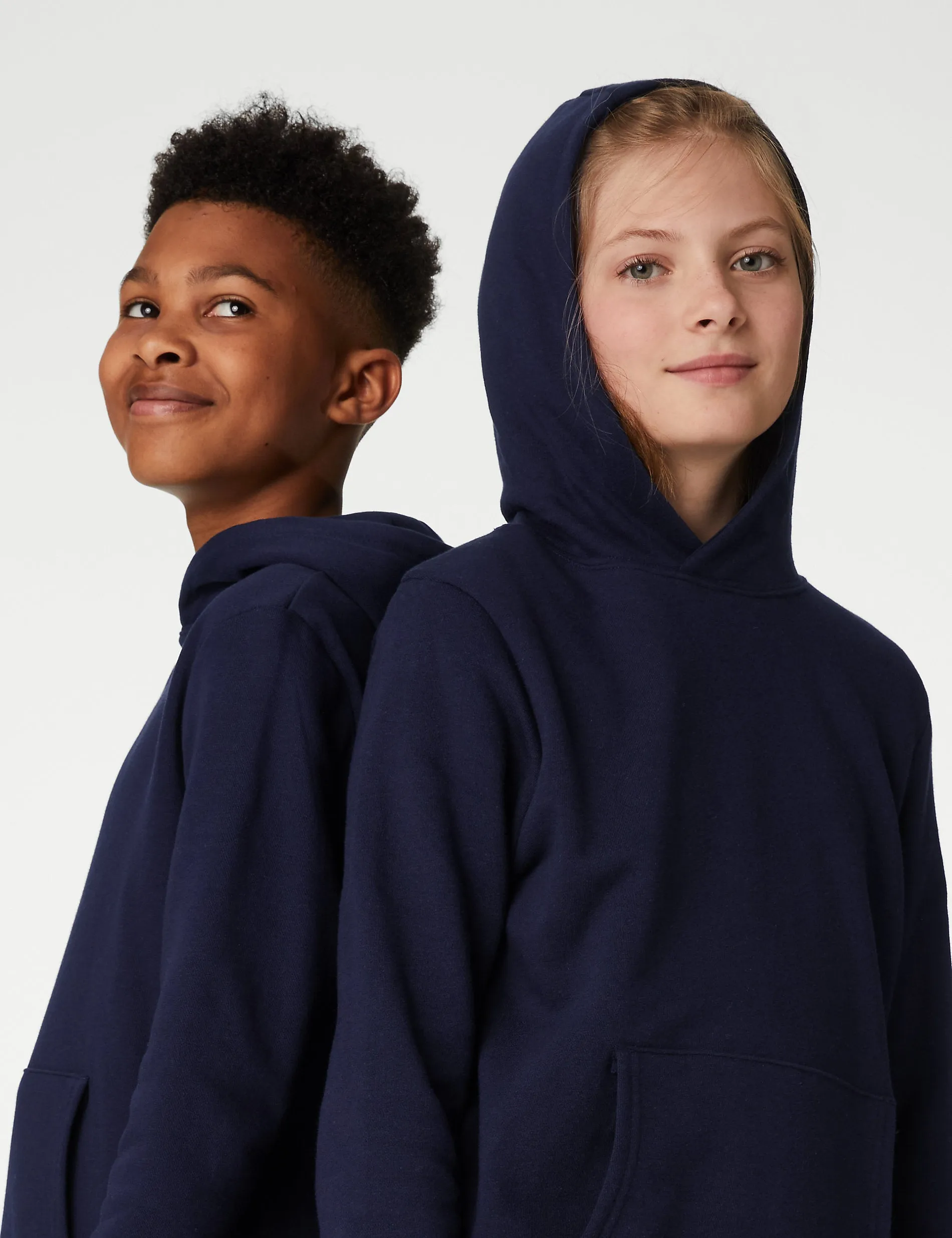 Marks & Spencer Unisex Cotton Hoodie (6-16yrs) Navy